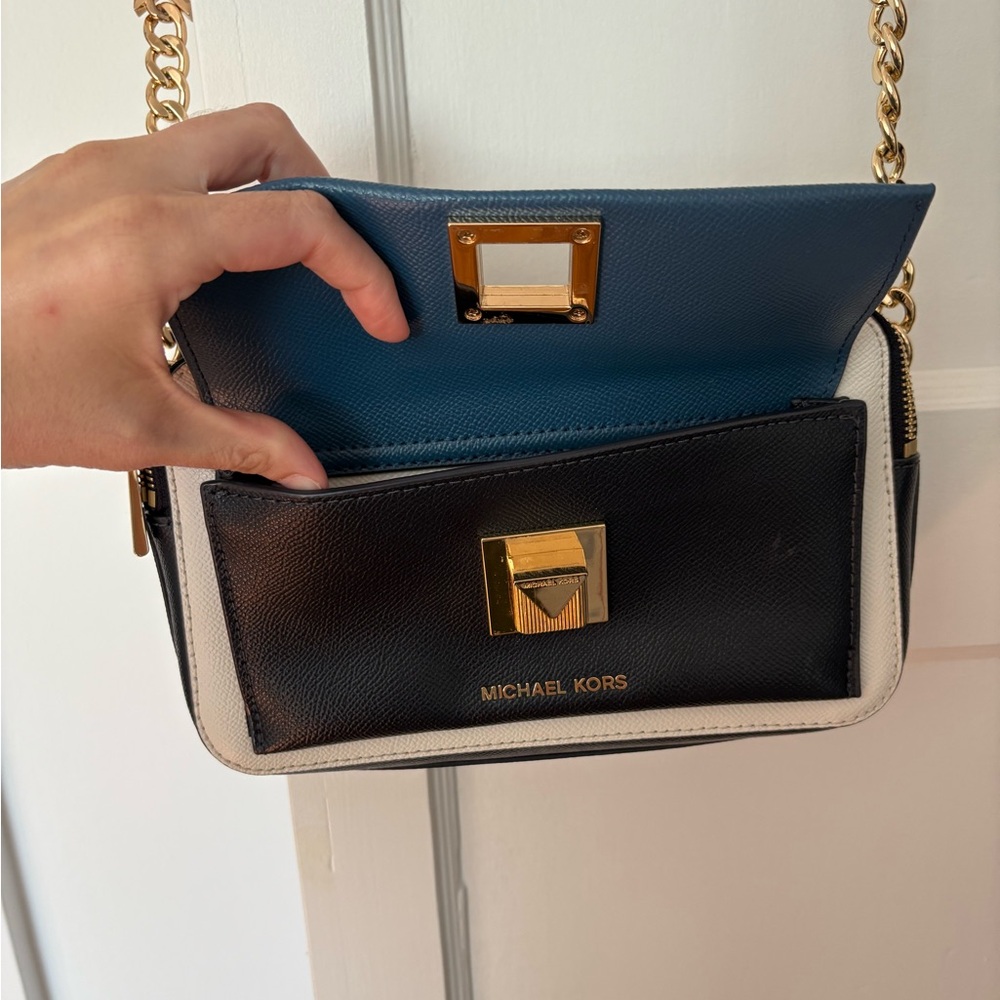 Michael Kors Black, Blue, and White Crossbody Bag - Picture 2 of 8